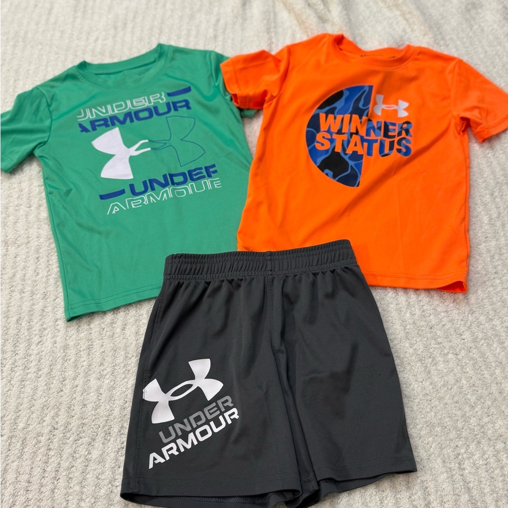 Boys Under Armour shirt and shorts